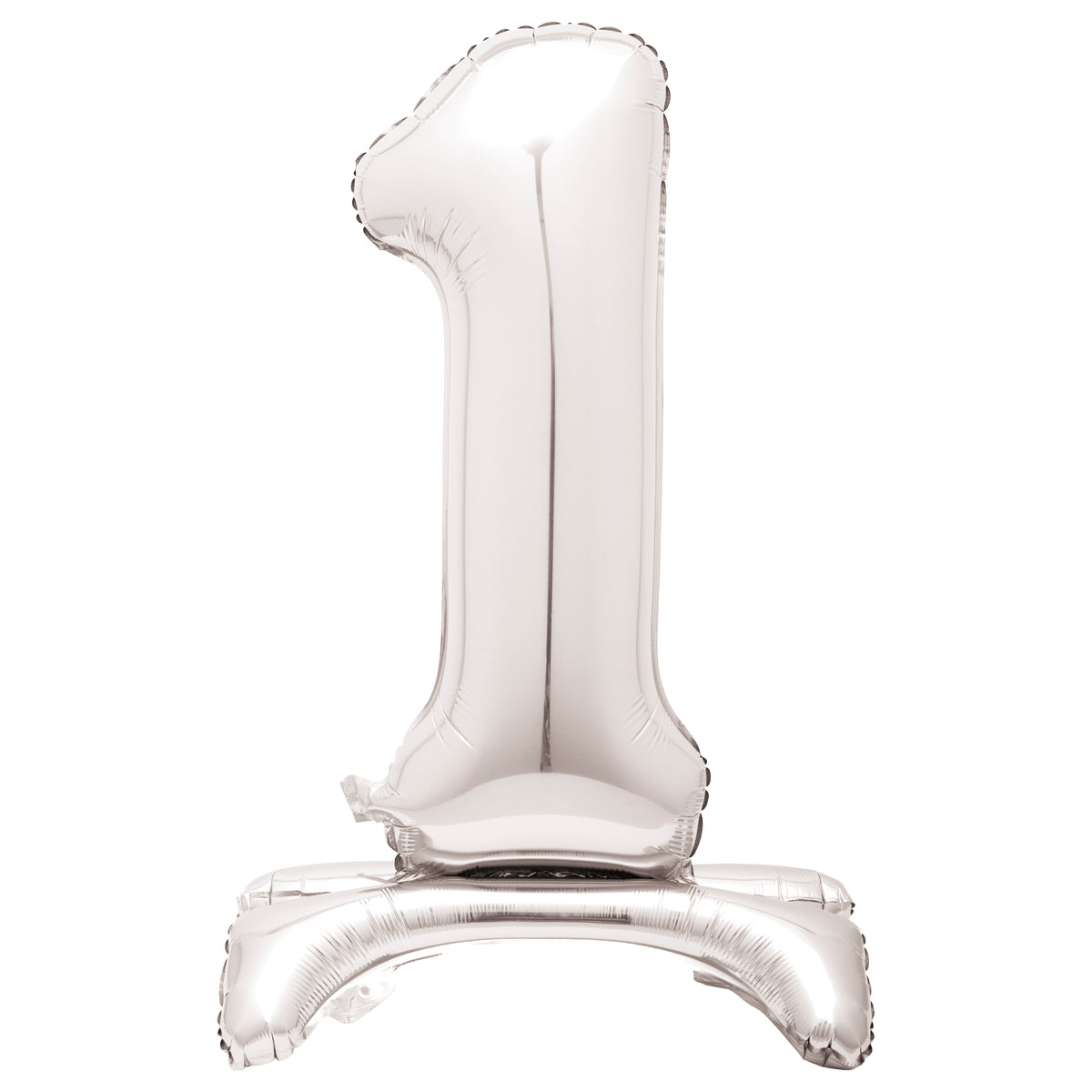 Silver Number 1 Shaped Standing Foil Balloon 30", Packaged