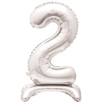 Silver Number 2 Shaped Standing Foil Balloon 30", Packaged - Image 2