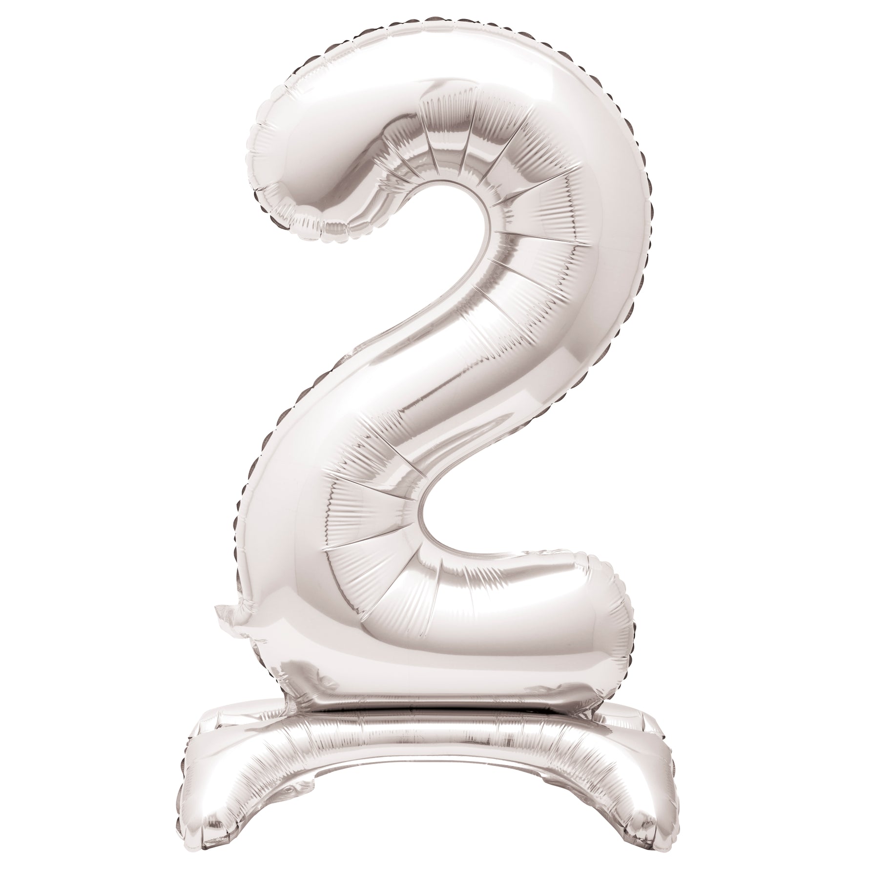 Silver Number 2 Shaped Standing Foil Balloon 30", Packaged - Image 2