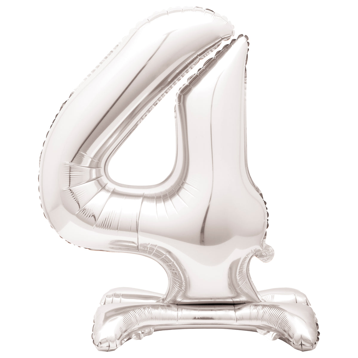 Silver Number 4 Shaped Standing Foil Balloon 30", Packaged