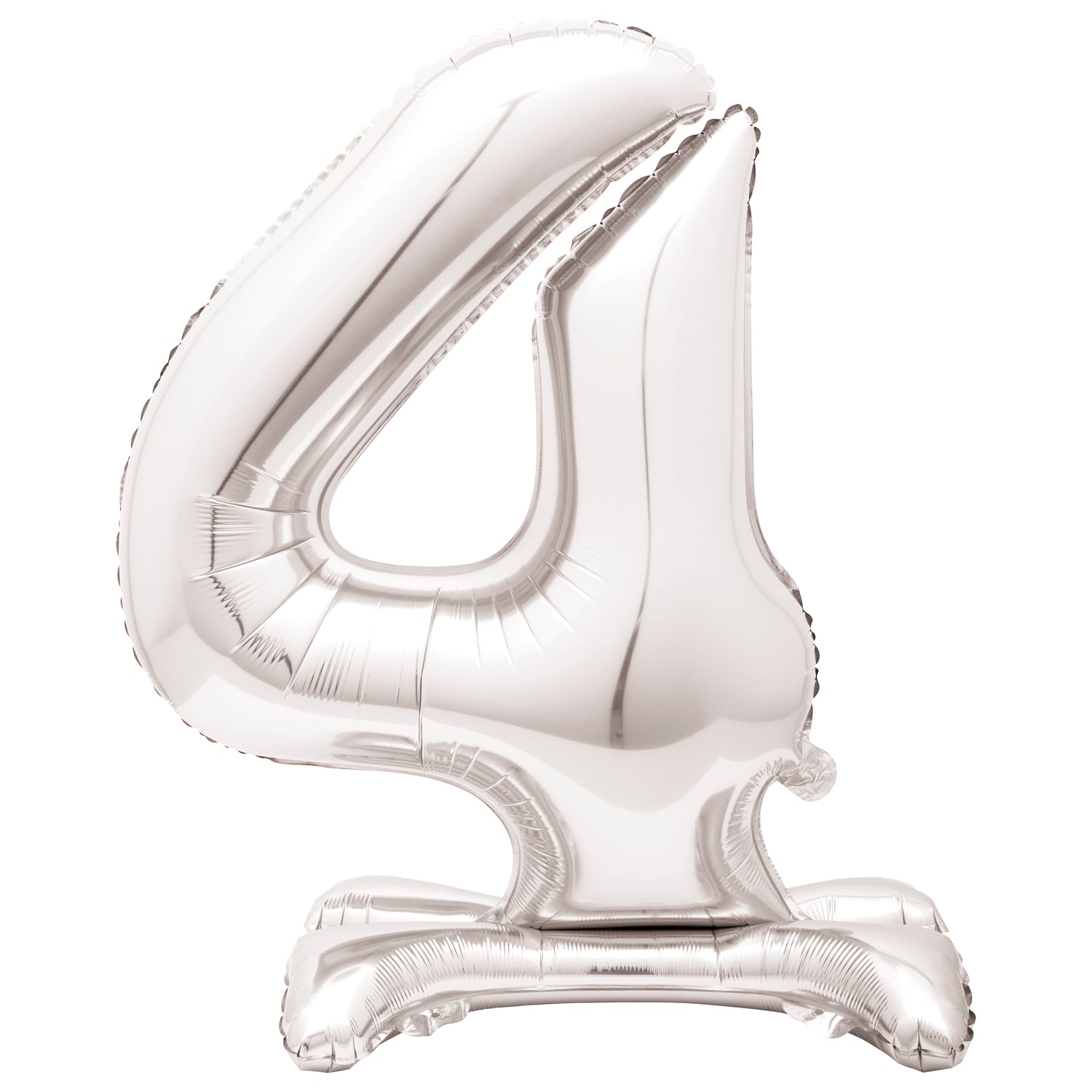 Silver Number 4 Shaped Standing Foil Balloon 30", Packaged