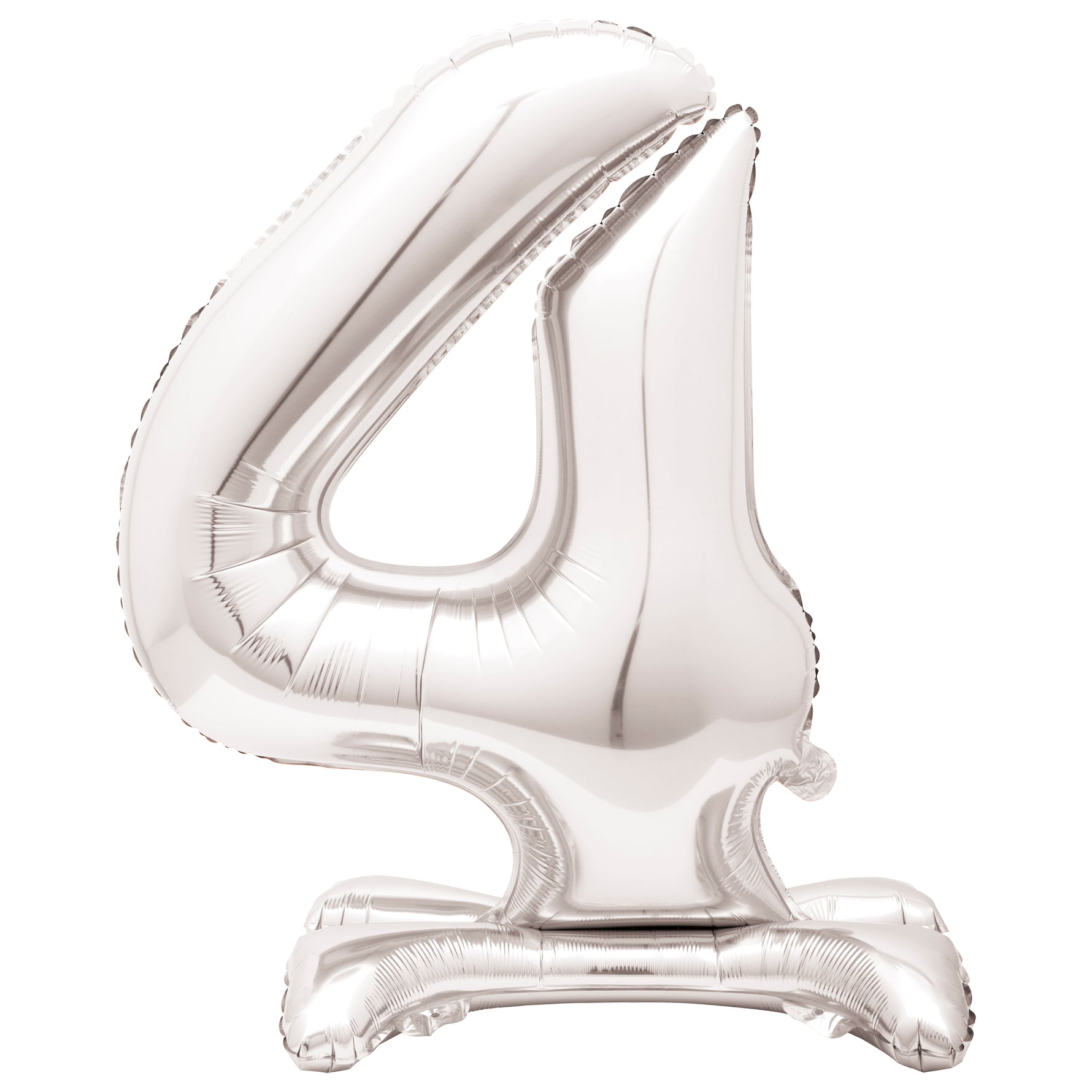 Silver Number 4 Shaped Standing Foil Balloon 30", Packaged