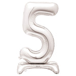 Silver Number 5 Shaped Standing Foil Balloon 30", Packaged - Image 2