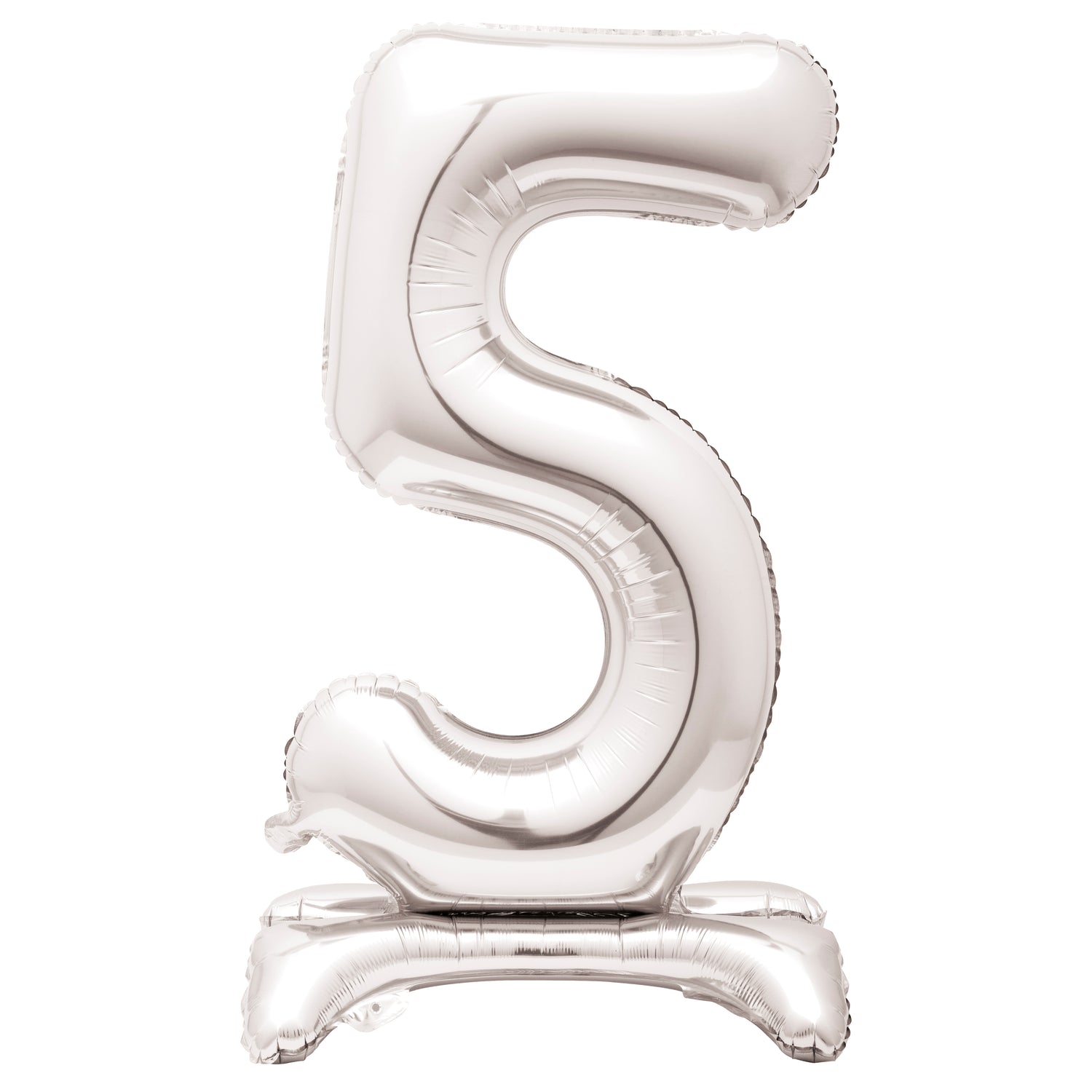 Silver Number 5 Shaped Standing Foil Balloon 30", Packaged - Image 2