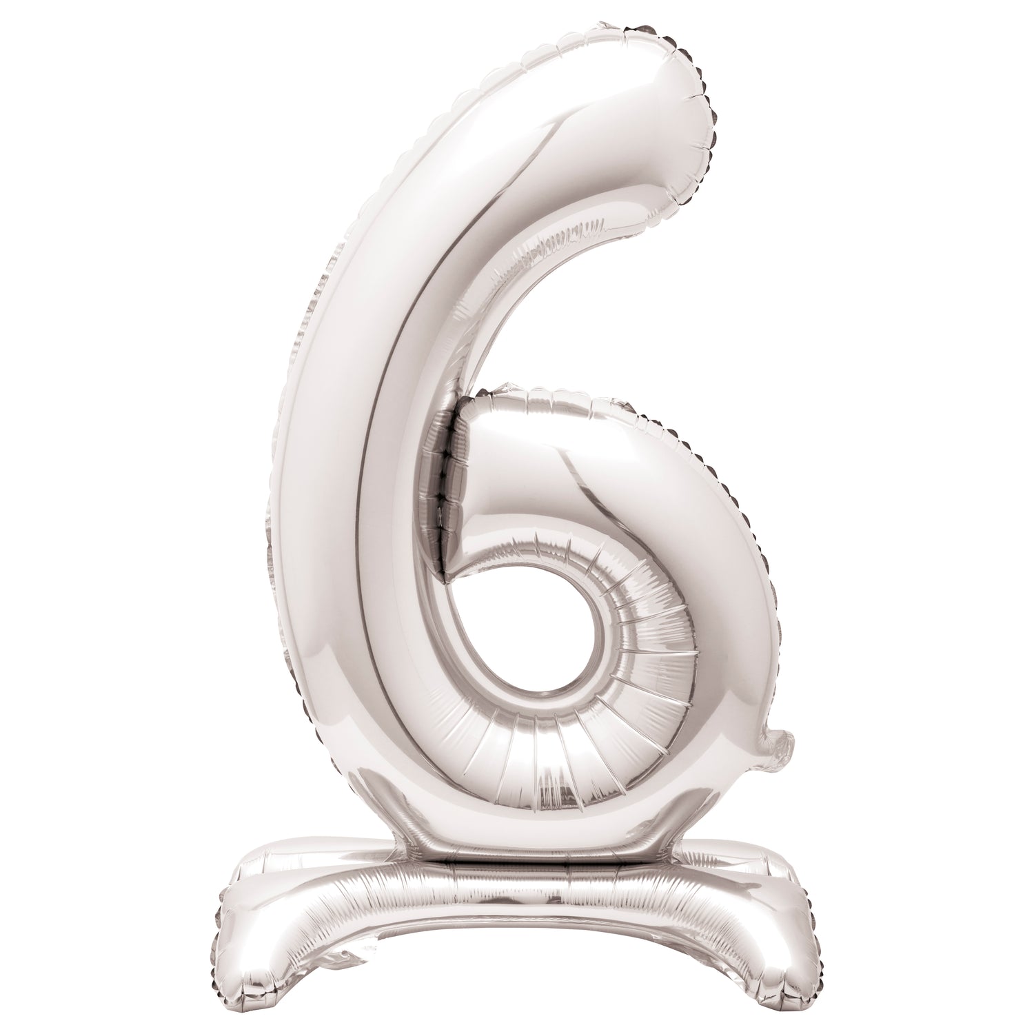 Silver Number 6 Shaped Standing Foil Balloon 30", Packaged - Image 2