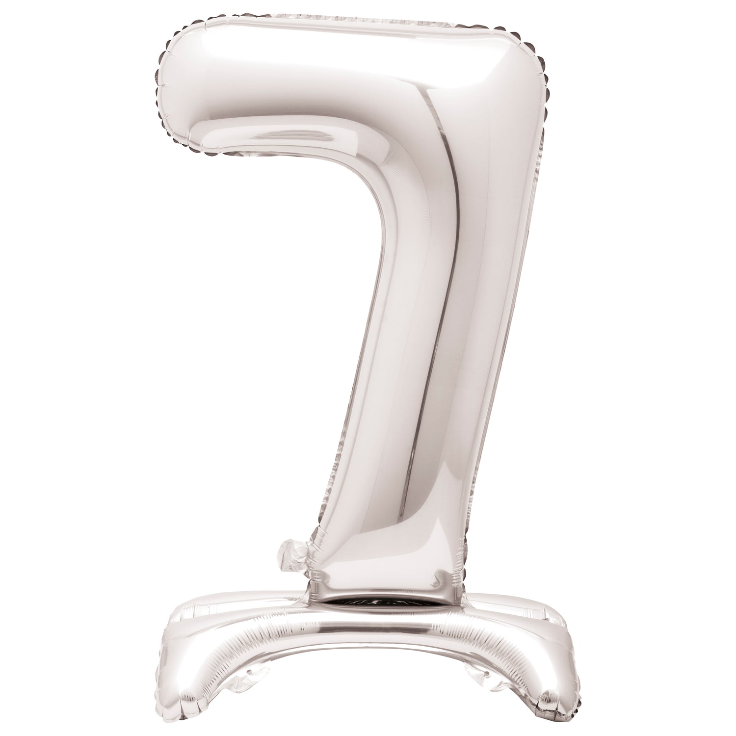 Silver Number 7 Shaped Standing Foil Balloon 30", Packaged