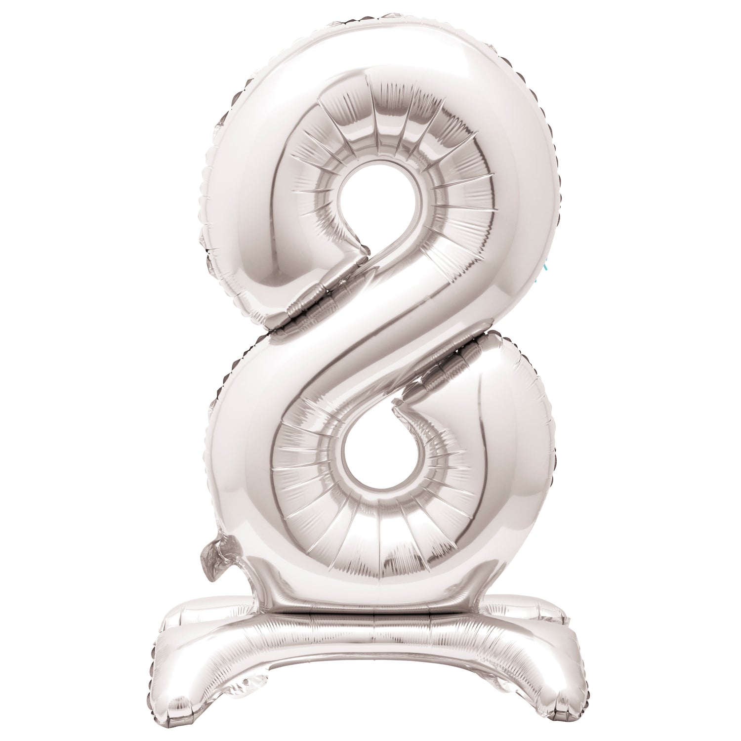 Silver Number 8 Shaped Standing Foil Balloon 30", Packaged - Image 2
