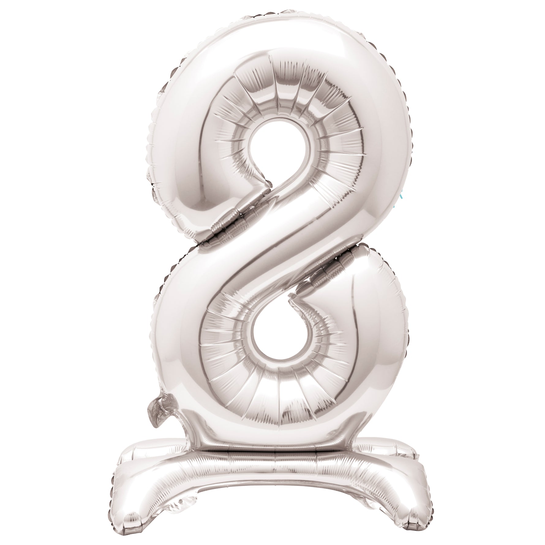 Silver Number 8 Shaped Standing Foil Balloon 30", Packaged - Image 2