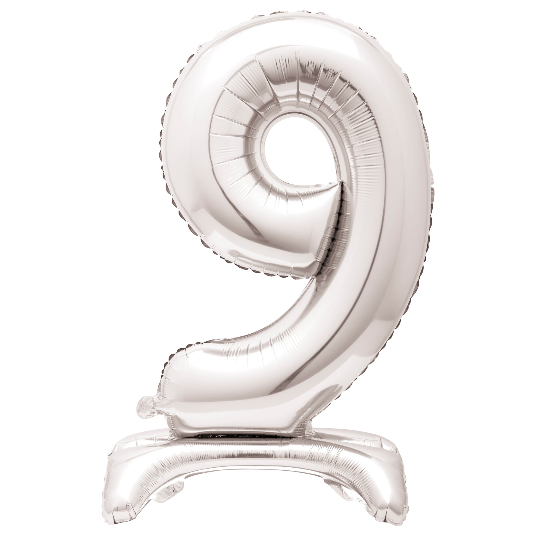 Silver Number 9 Shaped Standing Foil Balloon 30", Packaged
