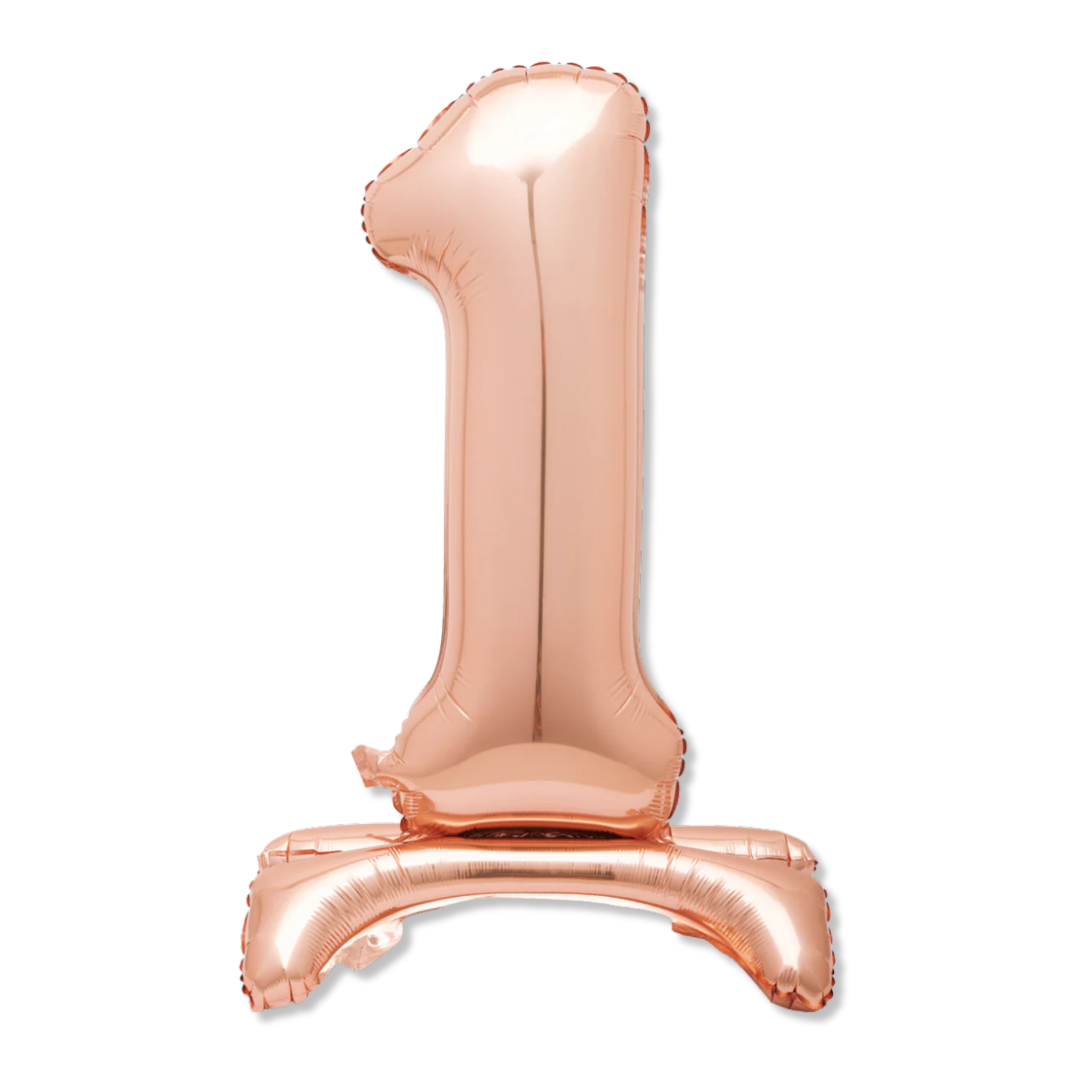 Rose Gold Number 1 Shaped Standing Foil Balloon 30", Packaged