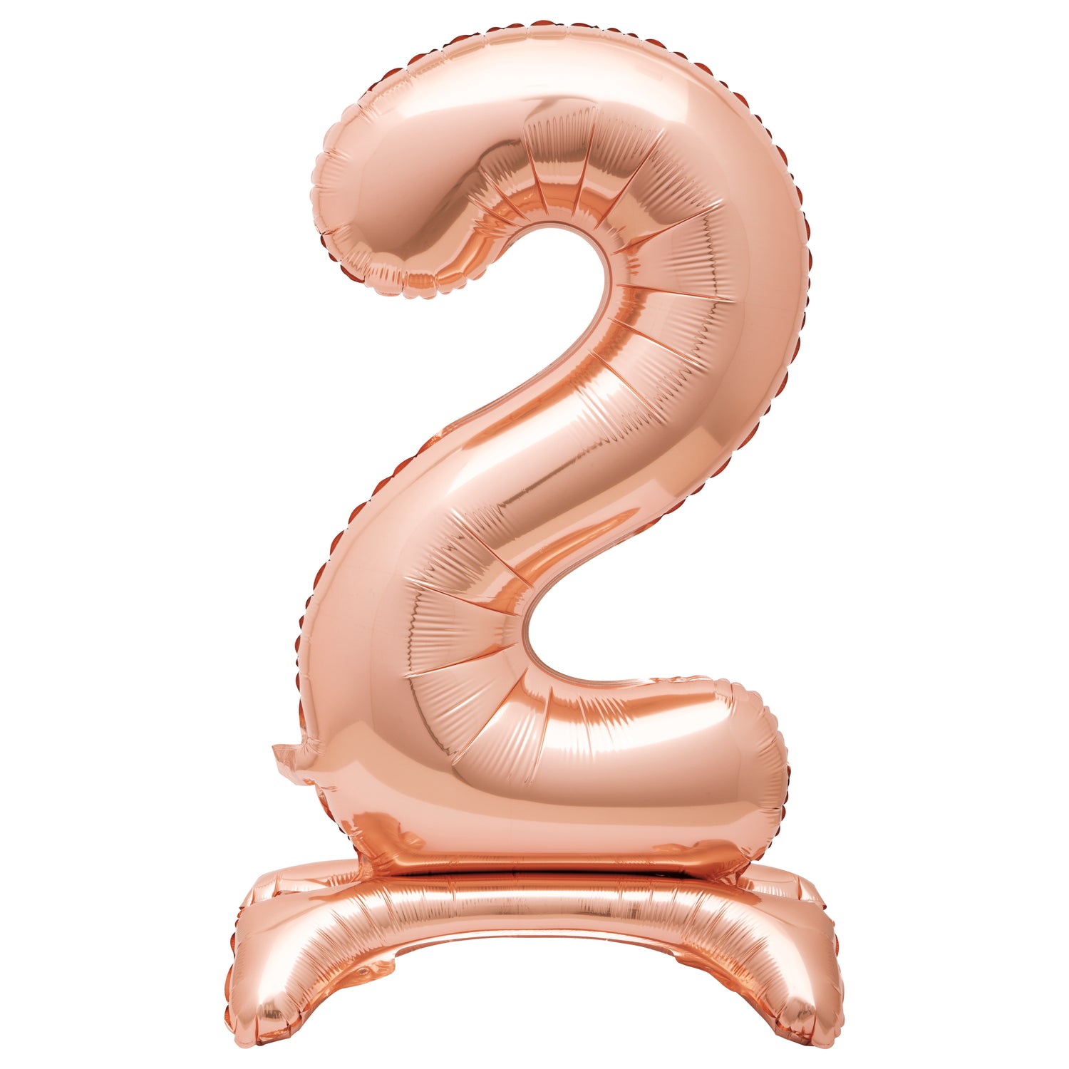 Rose Gold Number 2 Shaped Standing Foil Balloon 30", Packaged - Image 2