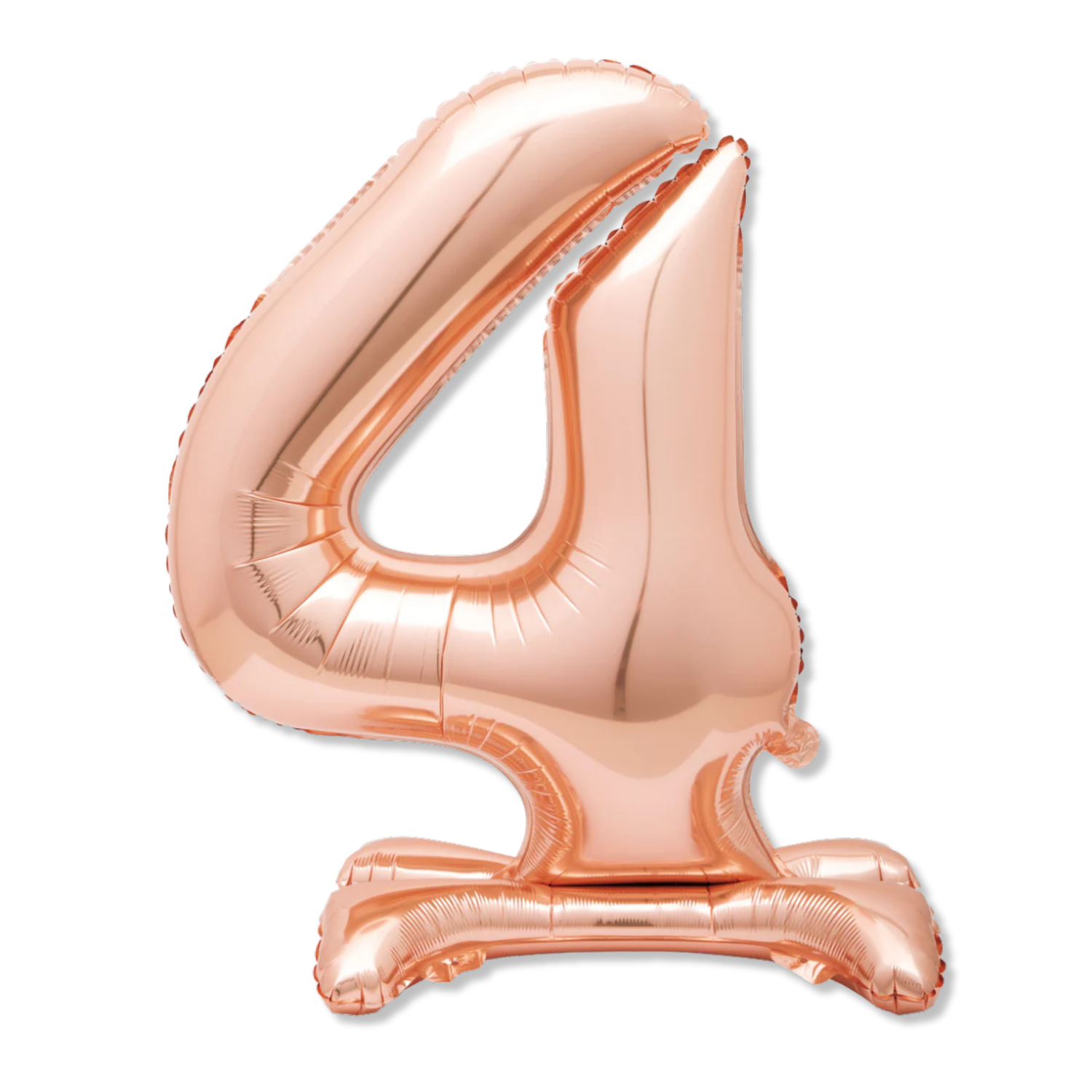 Rose Gold Number 4 Shaped Standing Foil Balloon 30", Packaged