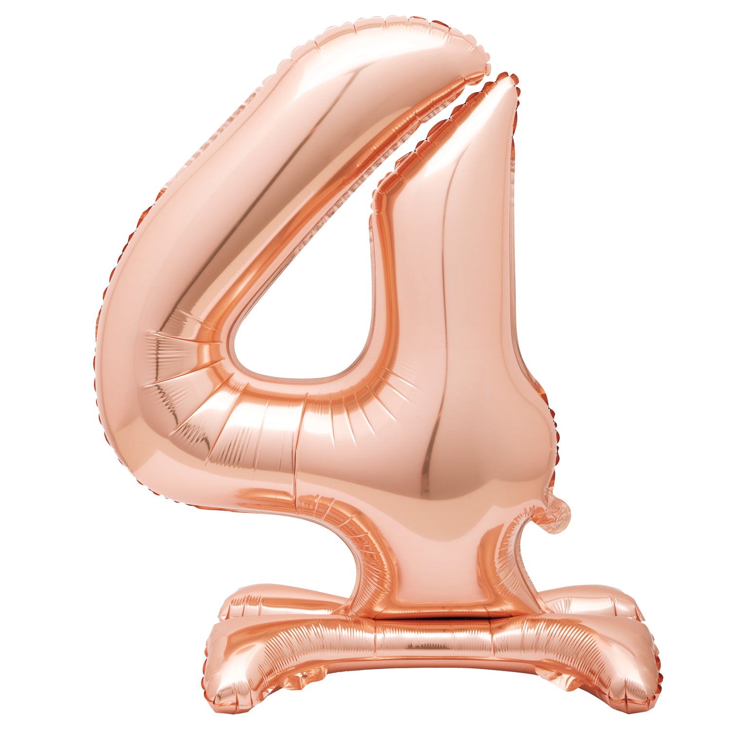 Rose Gold Number 4 Shaped Standing Foil Balloon 30", Packaged