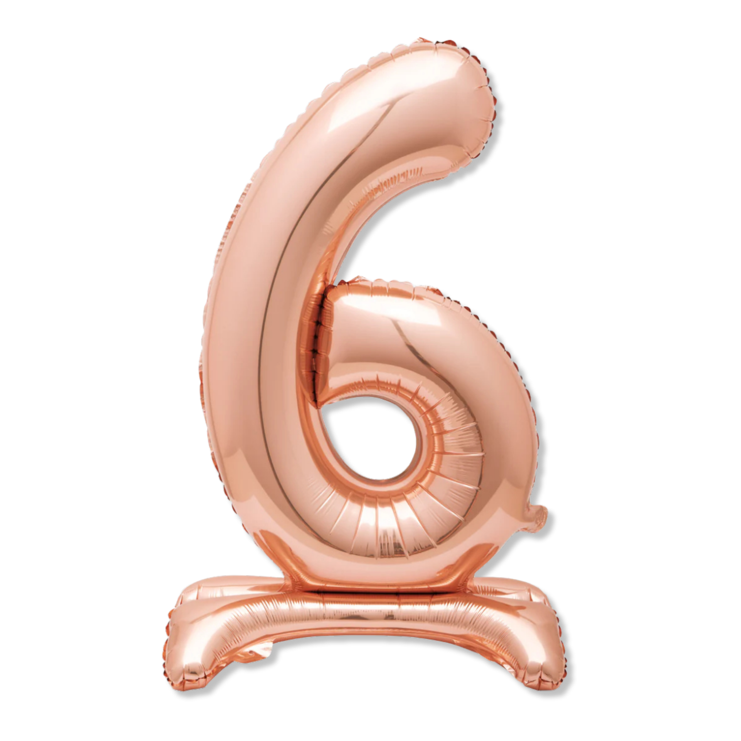 Rose Gold Number 6 Shaped Standing Foil Balloon 30", Packaged