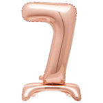 Rose Gold Number 7 Shaped Standing Foil Balloon 30", Packaged - Image 2
