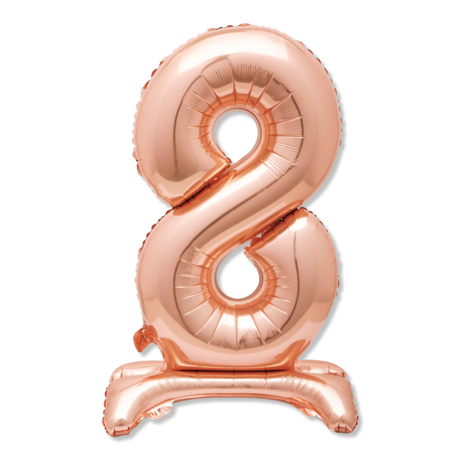 Rose Gold Number 8 Shaped Standing Foil Balloon 30", Packaged