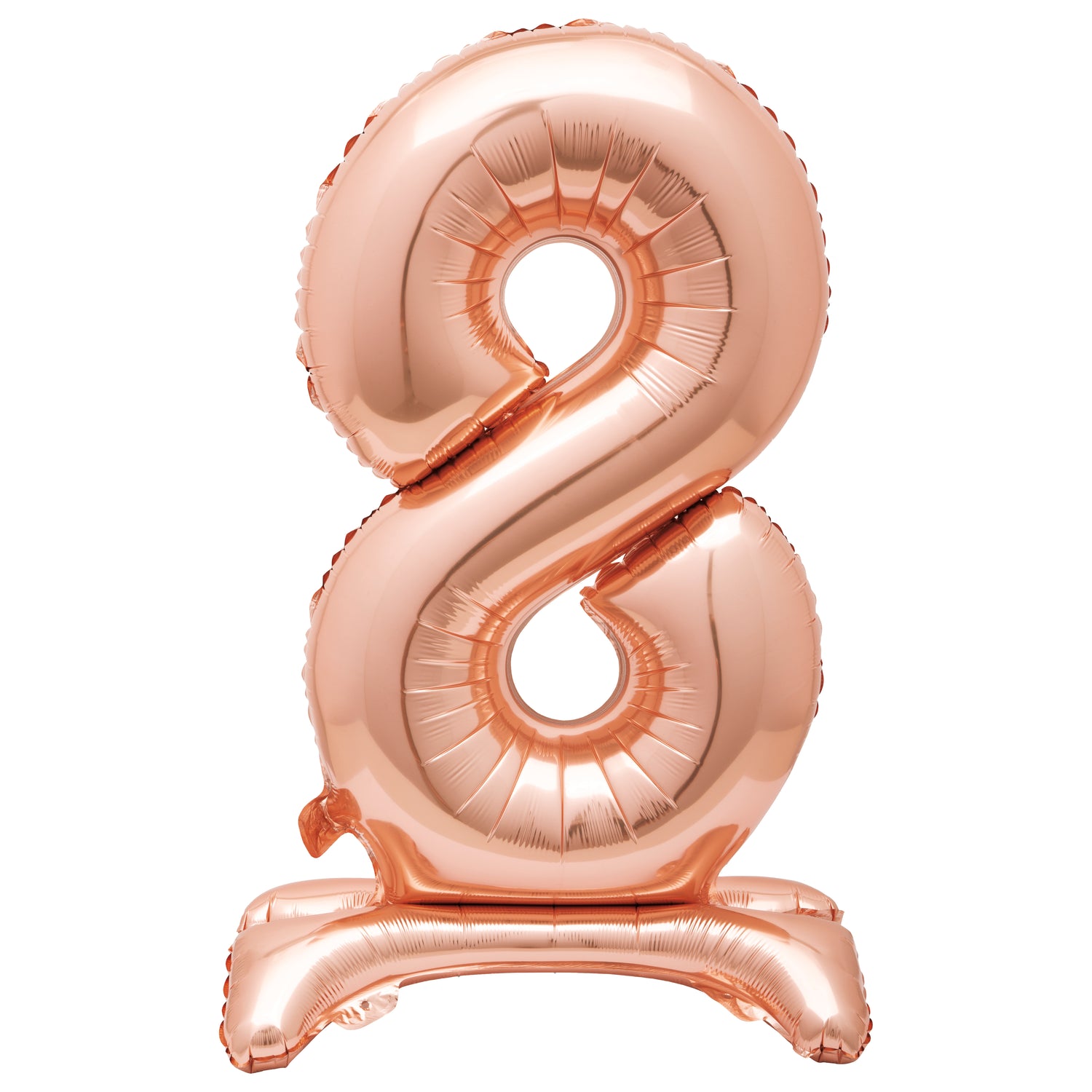 Rose Gold Number 8 Shaped Standing Foil Balloon 30", Packaged