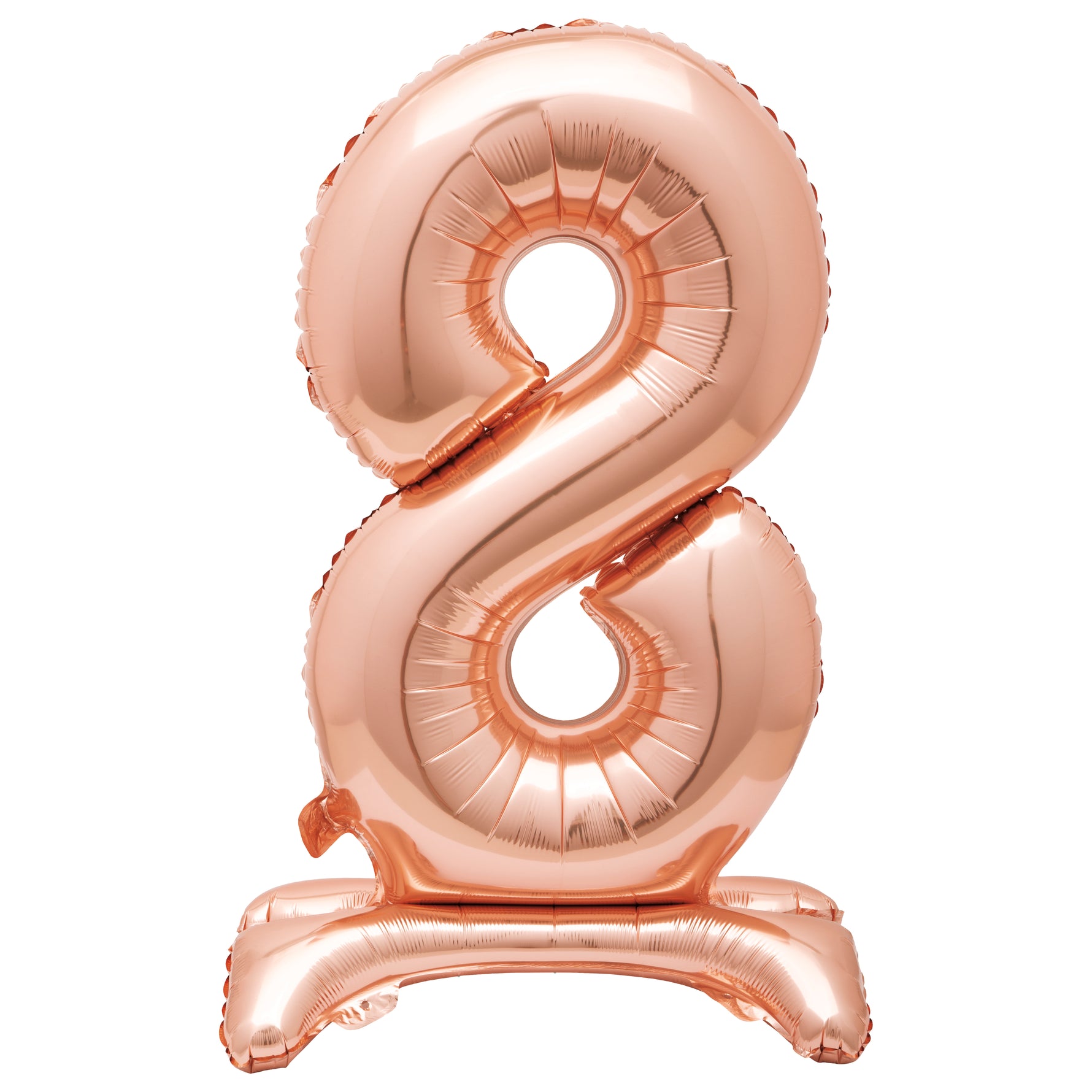 Rose Gold Number 8 Shaped Standing Foil Balloon 30", Packaged