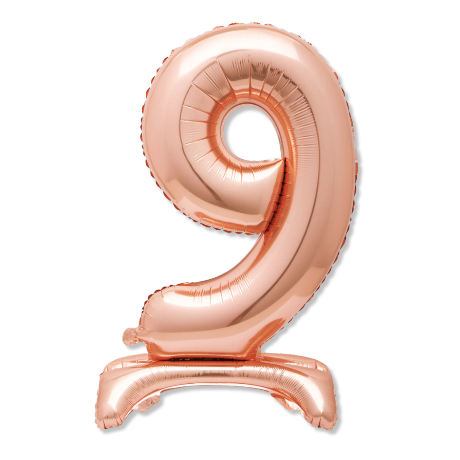 Rose Gold Number 9 Shaped Standing Foil Balloon 30", Packaged