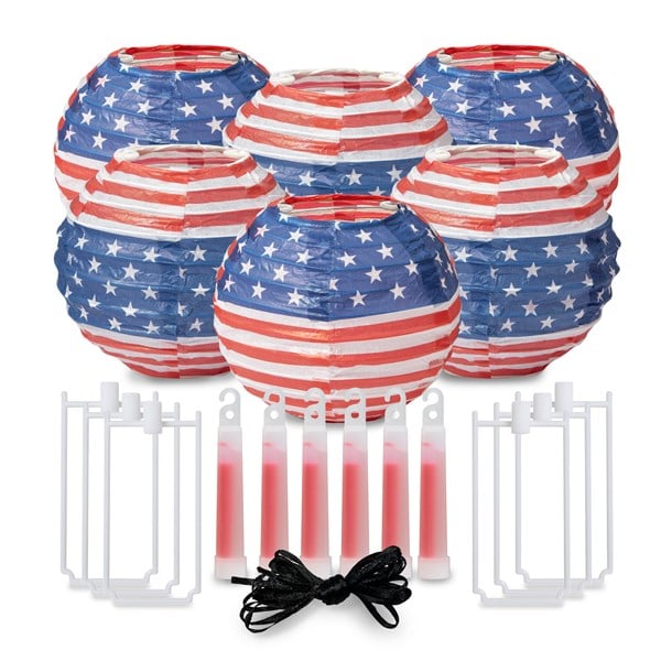 Red, White, and Blue Patriotic Glow Lanterns Value Pack