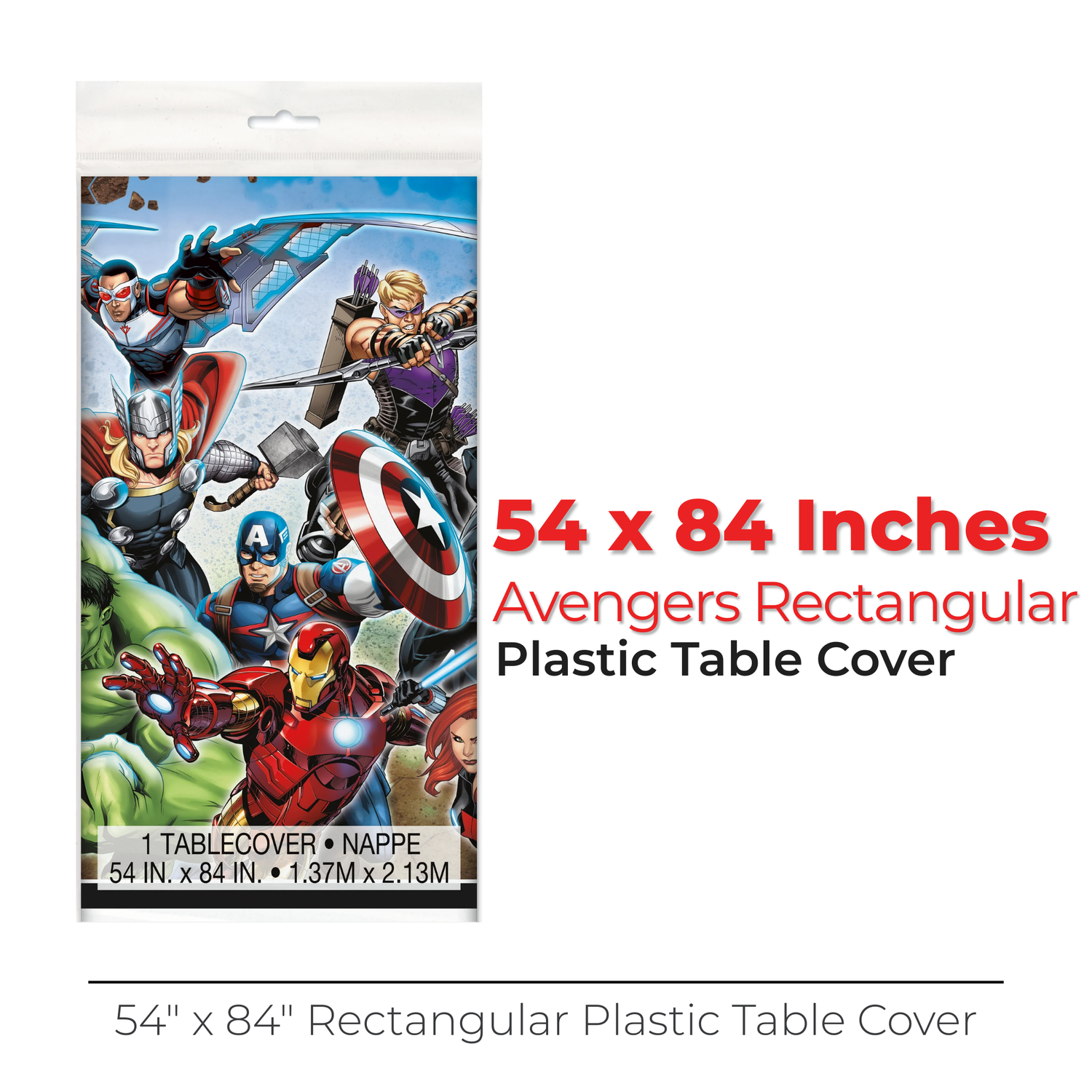 Avengers Rectangular Plastic Table Cover, 54" x 84"