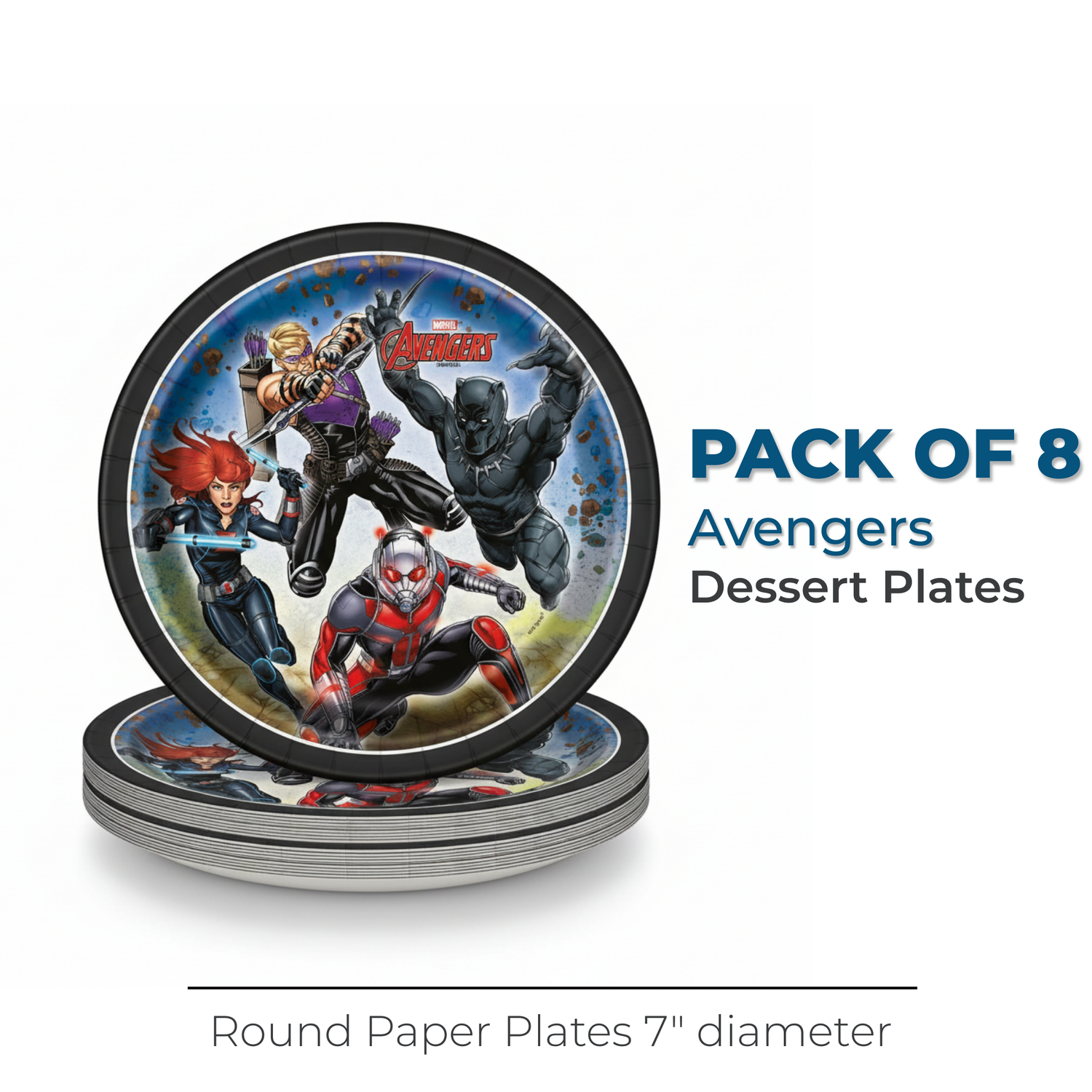 Avengers Round 7" Dessert Plates, 8ct
