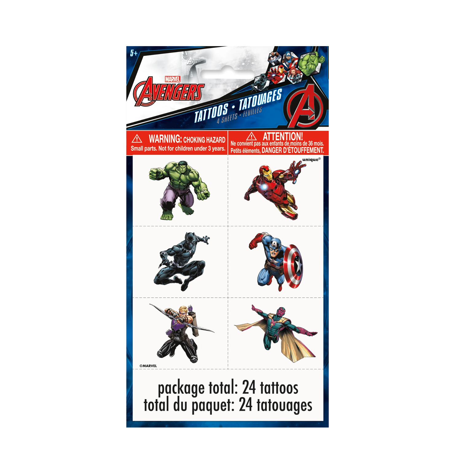 Avengers Color Tattoo Sheets, 4ct