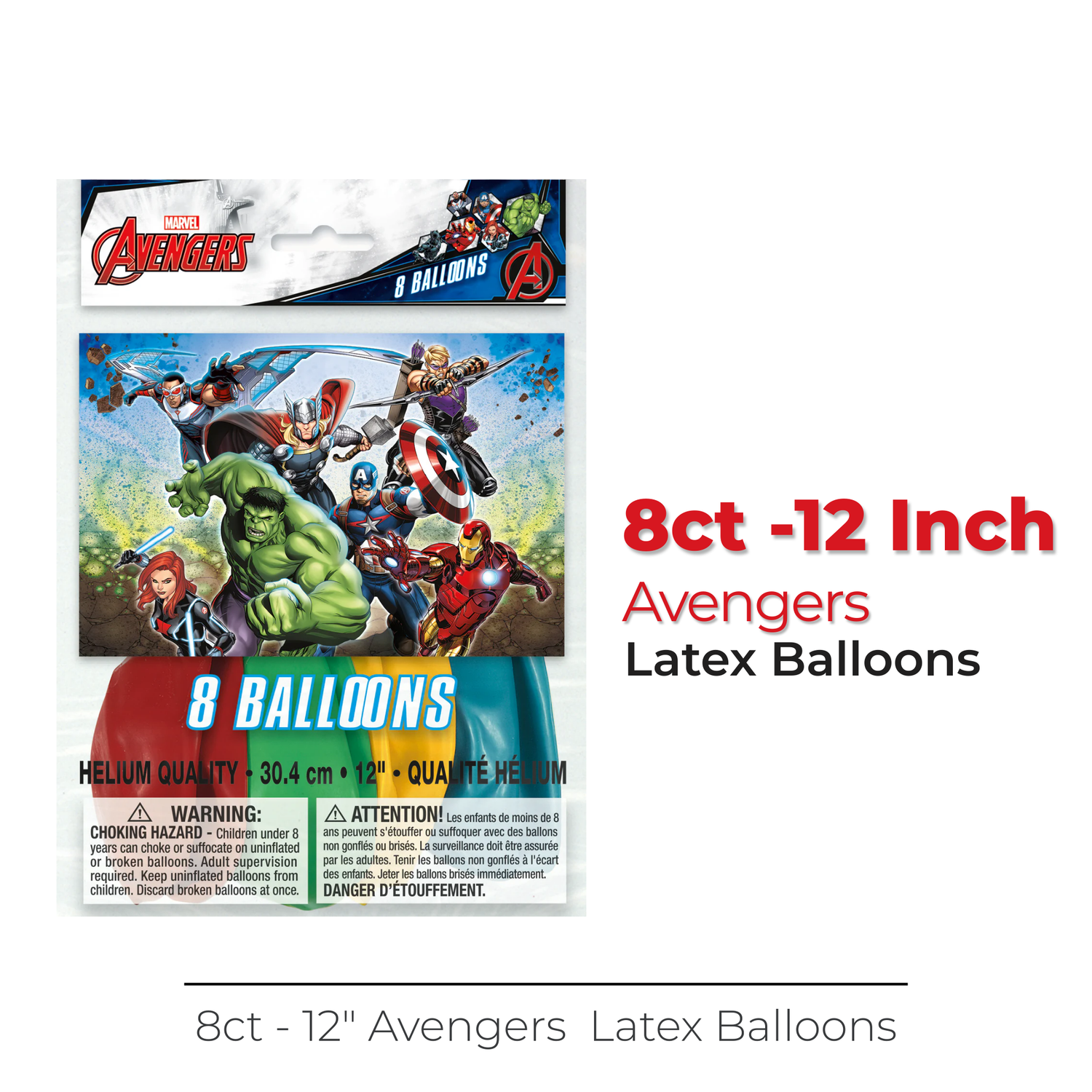 Avengers 12" Latex Balloons, 8ct