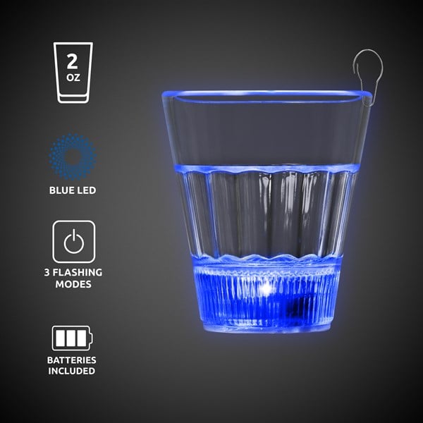 LED Blue 2 oz. Shot Glass with Clip