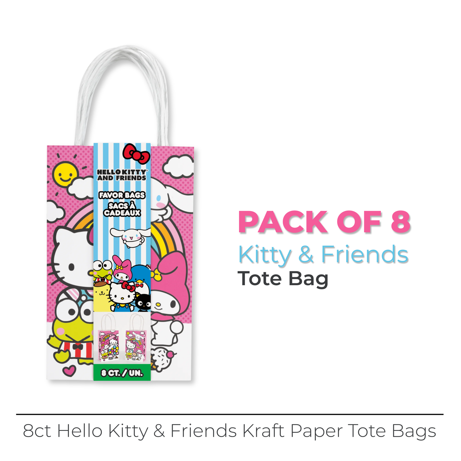 Hello Kitty & Friends Kraft Paper Favor Bags, 8ct