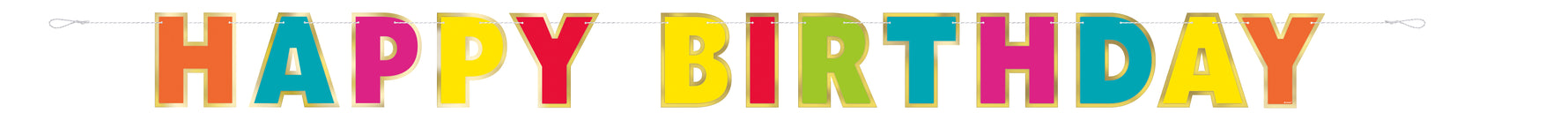 Gold Foil & Rainbow Happy Birthday Banner, 7.25 ft