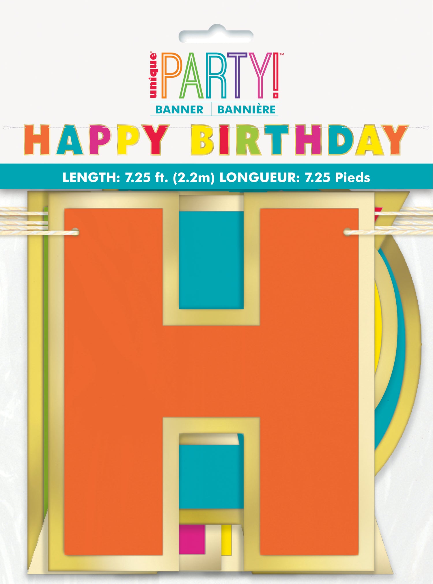 Gold Foil & Rainbow Happy Birthday Banner, 7.25 ft - Image 2
