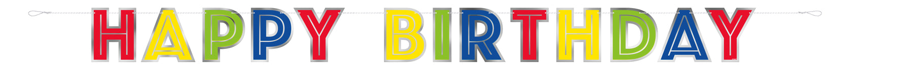 Silver Foil & Rainbow Happy Birthday Banner, 7.25 ft - Image 2