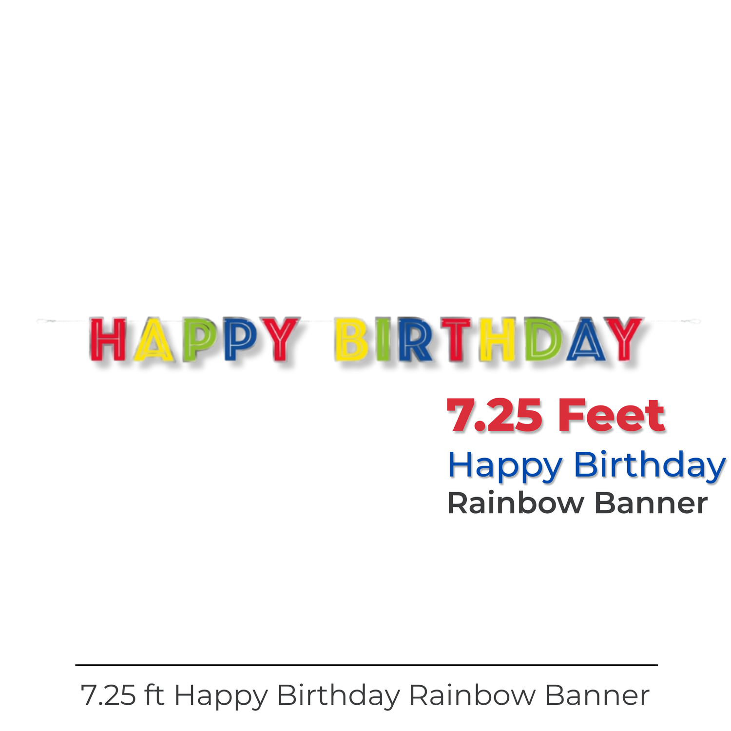 Silver Foil & Rainbow Happy Birthday Banner, 7.25 ft