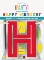 Silver Foil & Rainbow Happy Birthday Banner, 7.25 ft