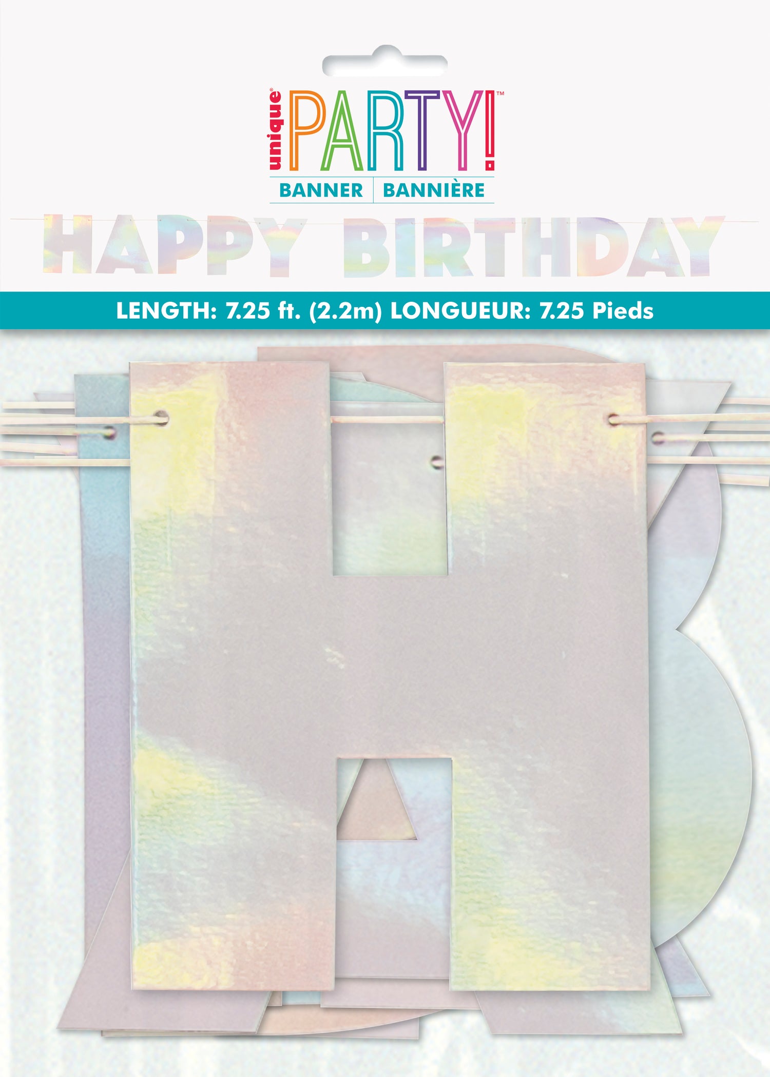 Iridescent Foil Happy Birthday Banner, 7.25 ft - Image 2