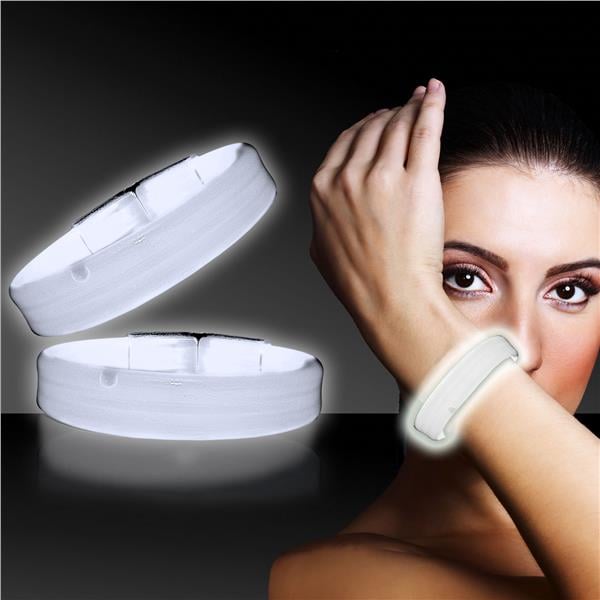 White Triple Wide 9" Glow Bracelets