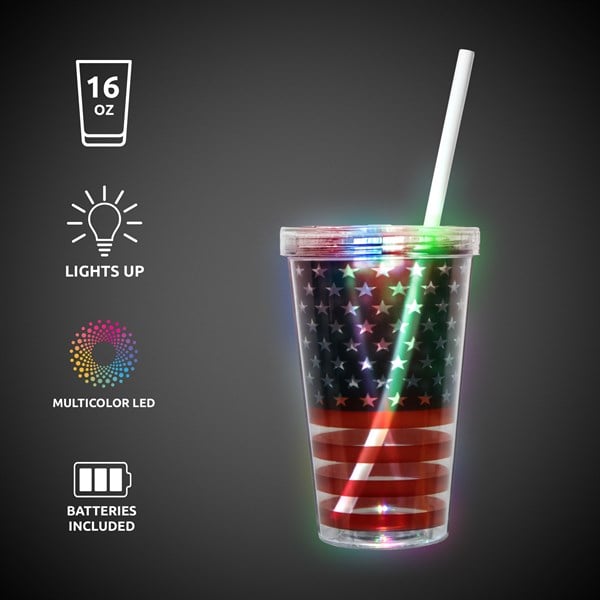 LED Patriotic Double Wall 16 oz. Cup