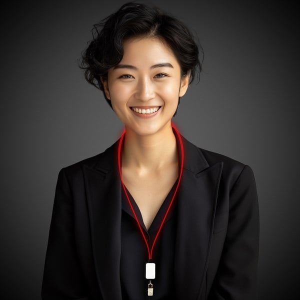 Red LED Lanyard With Badge Clip