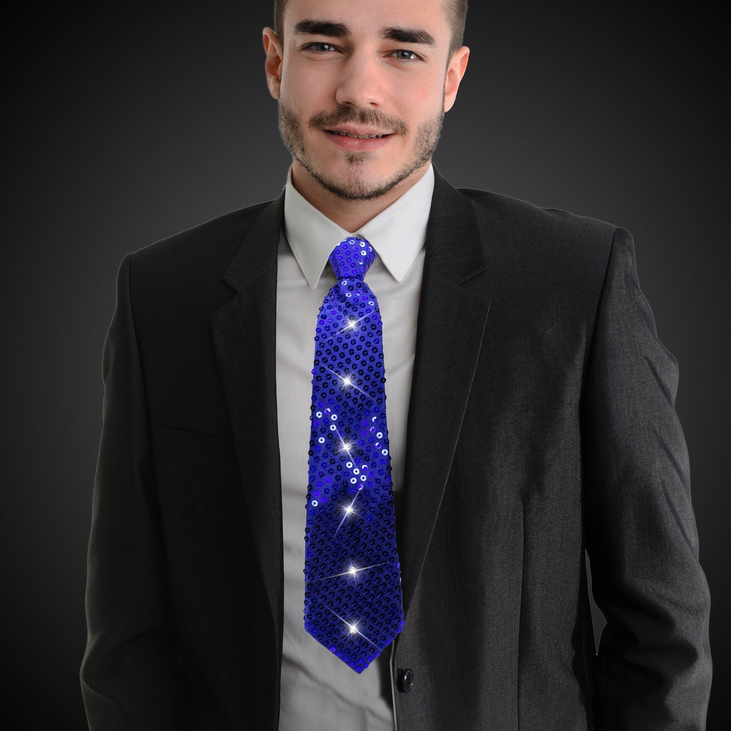 LED Blue Sequin Necktie