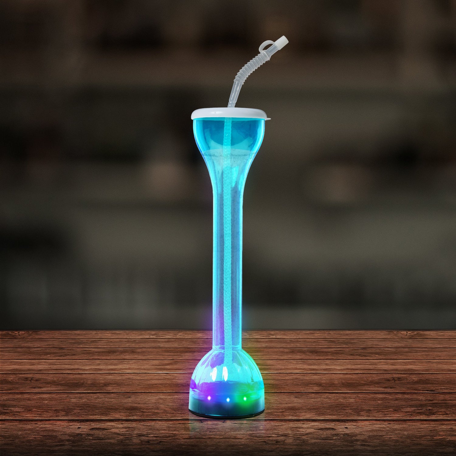 LED Blue Flashing 17 oz. Yard Glass