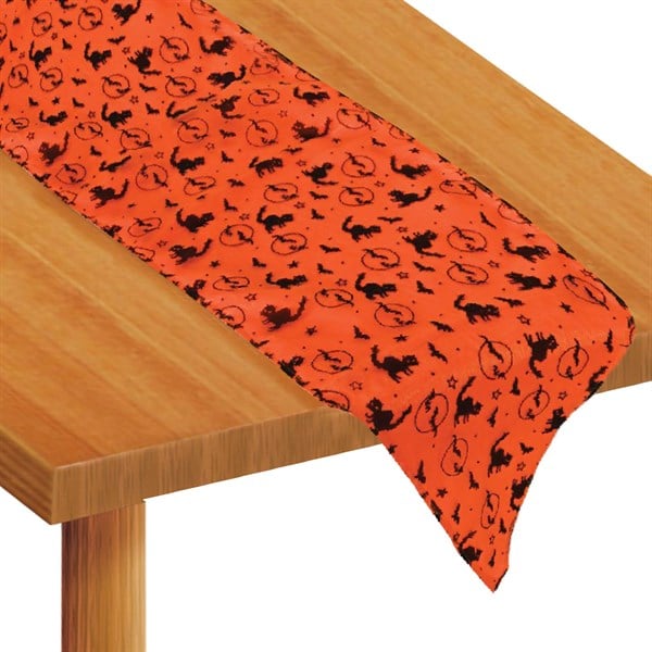 Orange Bats & Cats Fabric Table Runner
