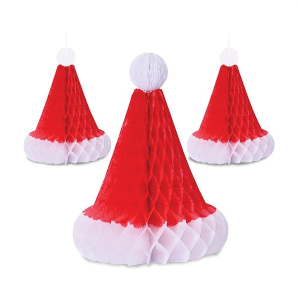 Red & White Tissue Santa Hats