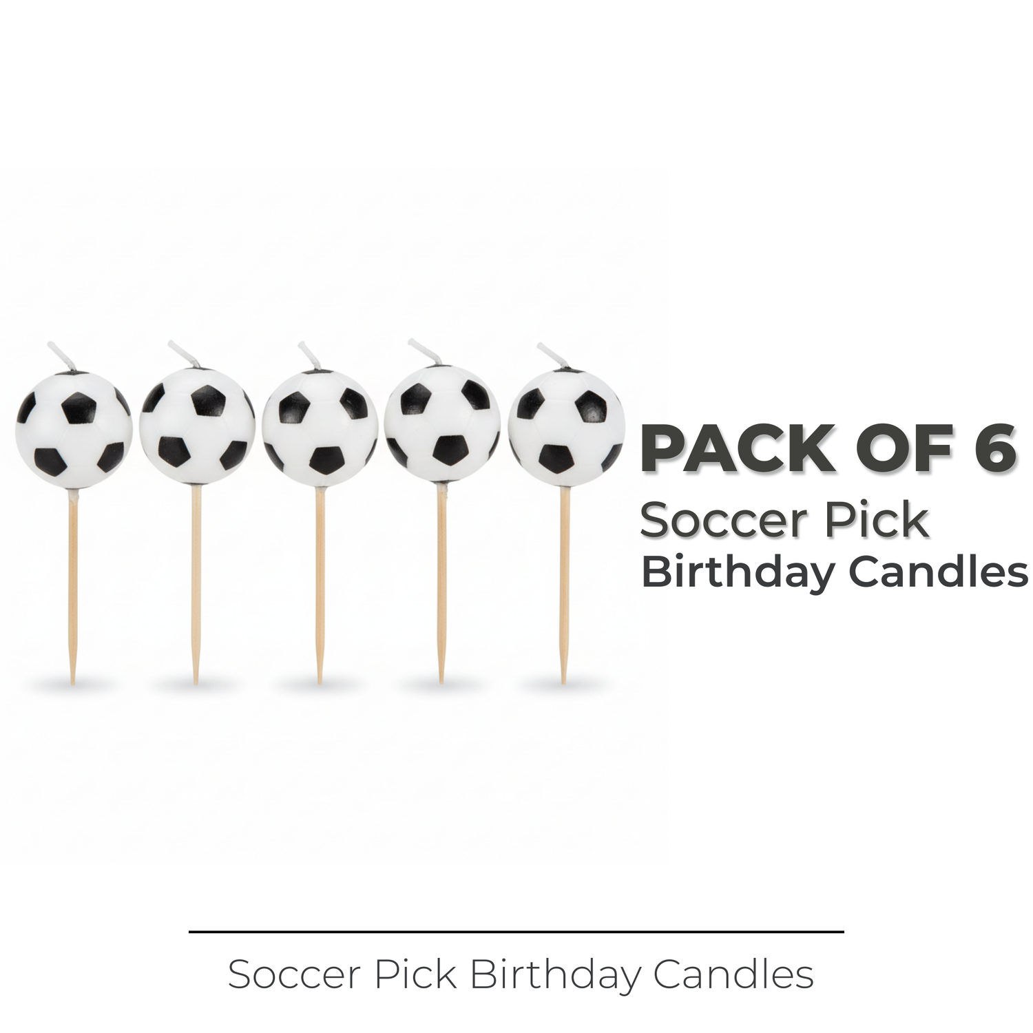 Soccer Pick Birthday Candles, 6ct