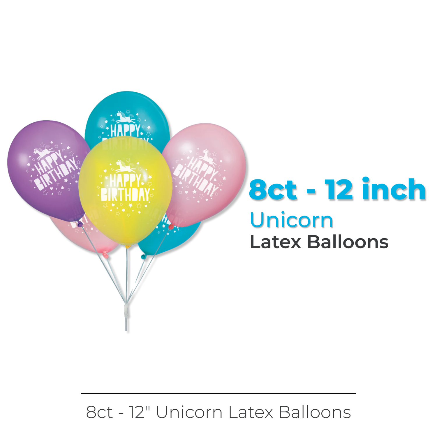 Unicorn 12" Latex Balloons, 8ct