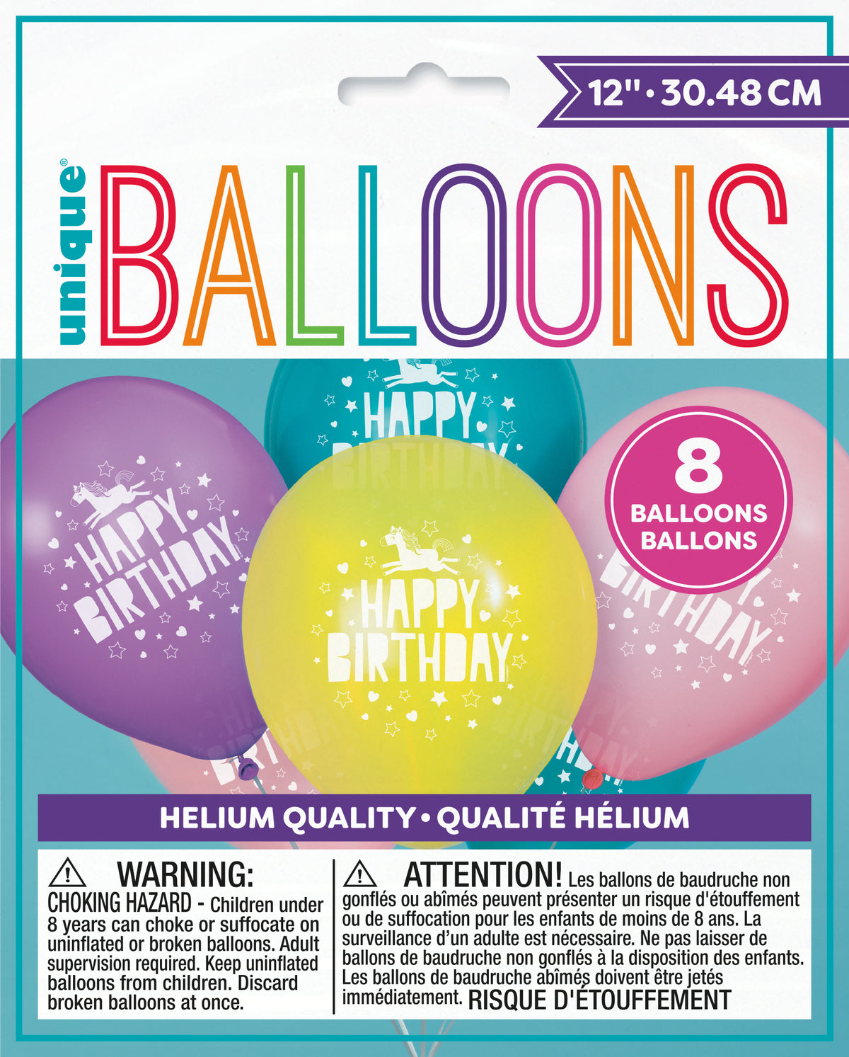Unicorn 12" Latex Balloons, 8ct