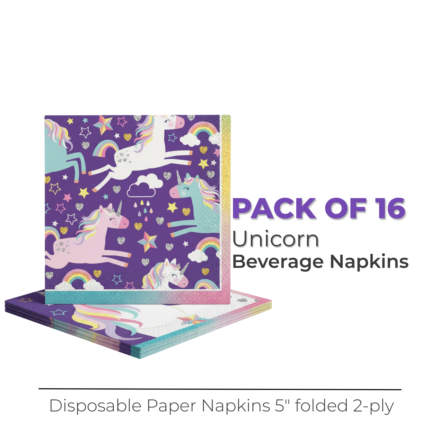 Unicorn Beverage Napkins, 16ct