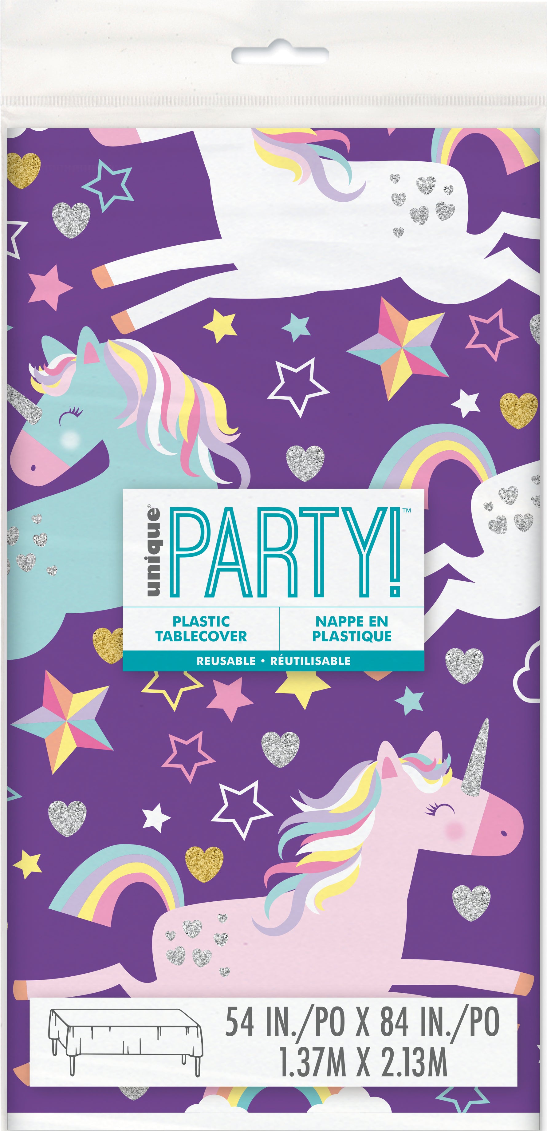 Unicorn Rectangular Plastic Table Cover, 54" x 84"