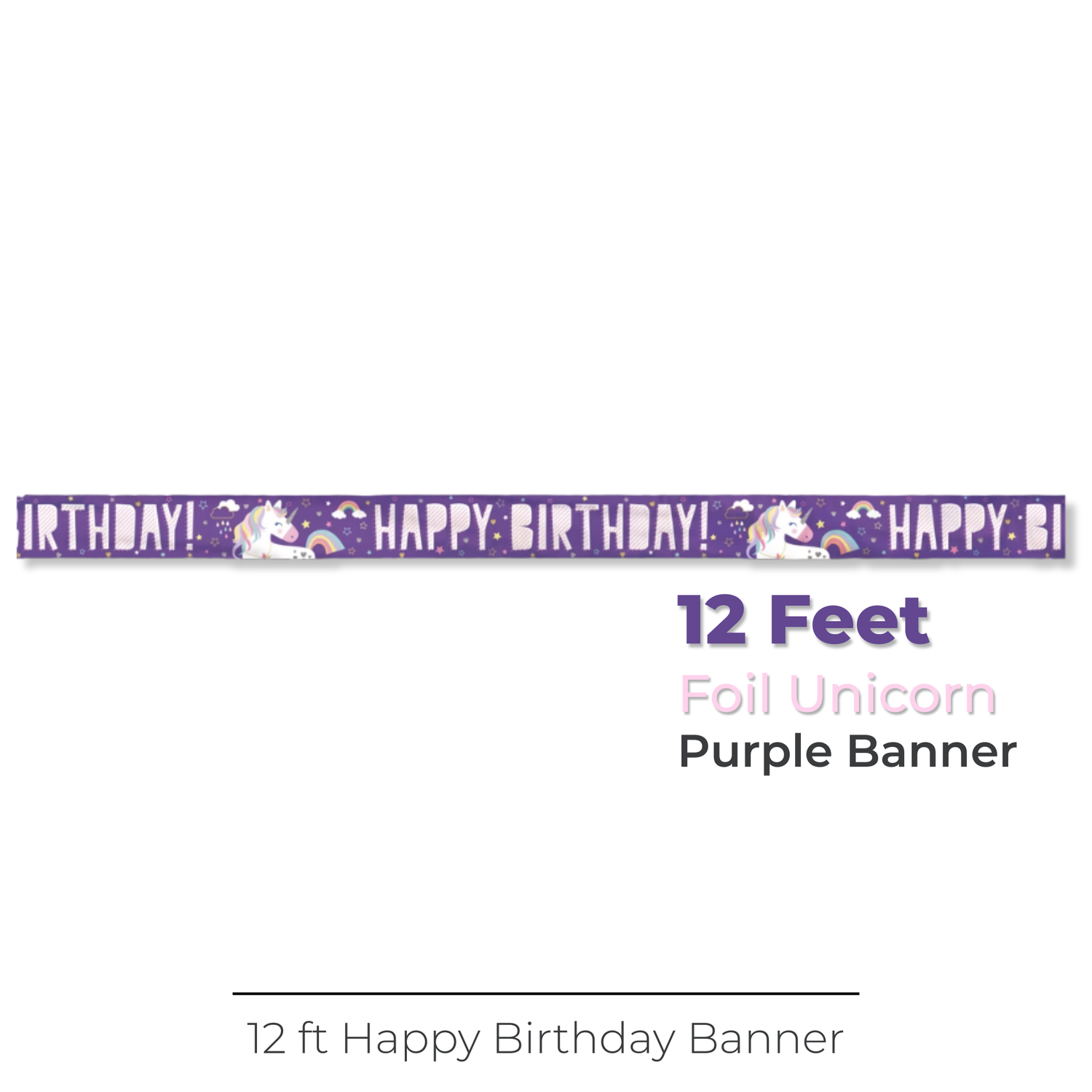 Foil Unicorn Banner, 12 ft
