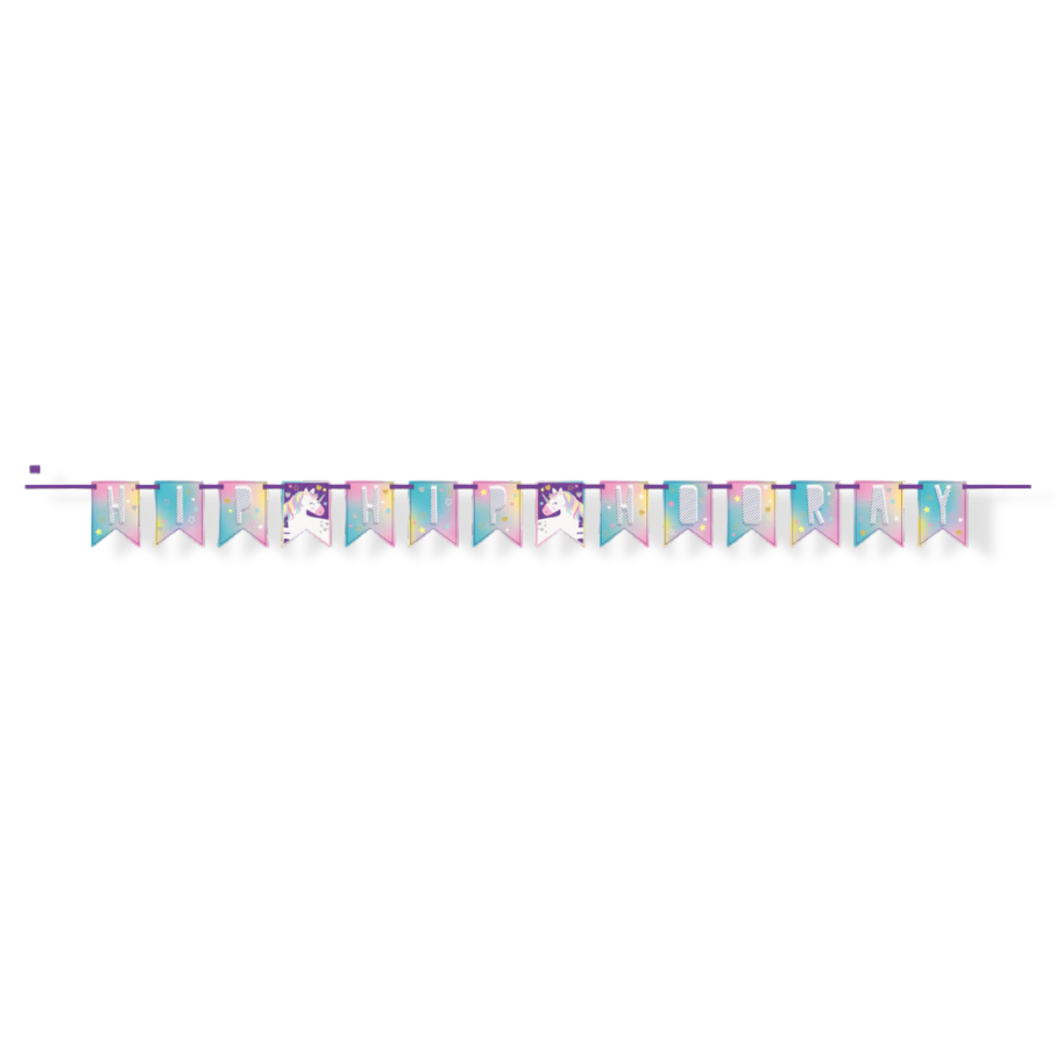 Unicorn Party "Hip Hip Hooray" Pennant Banner, 7 ft